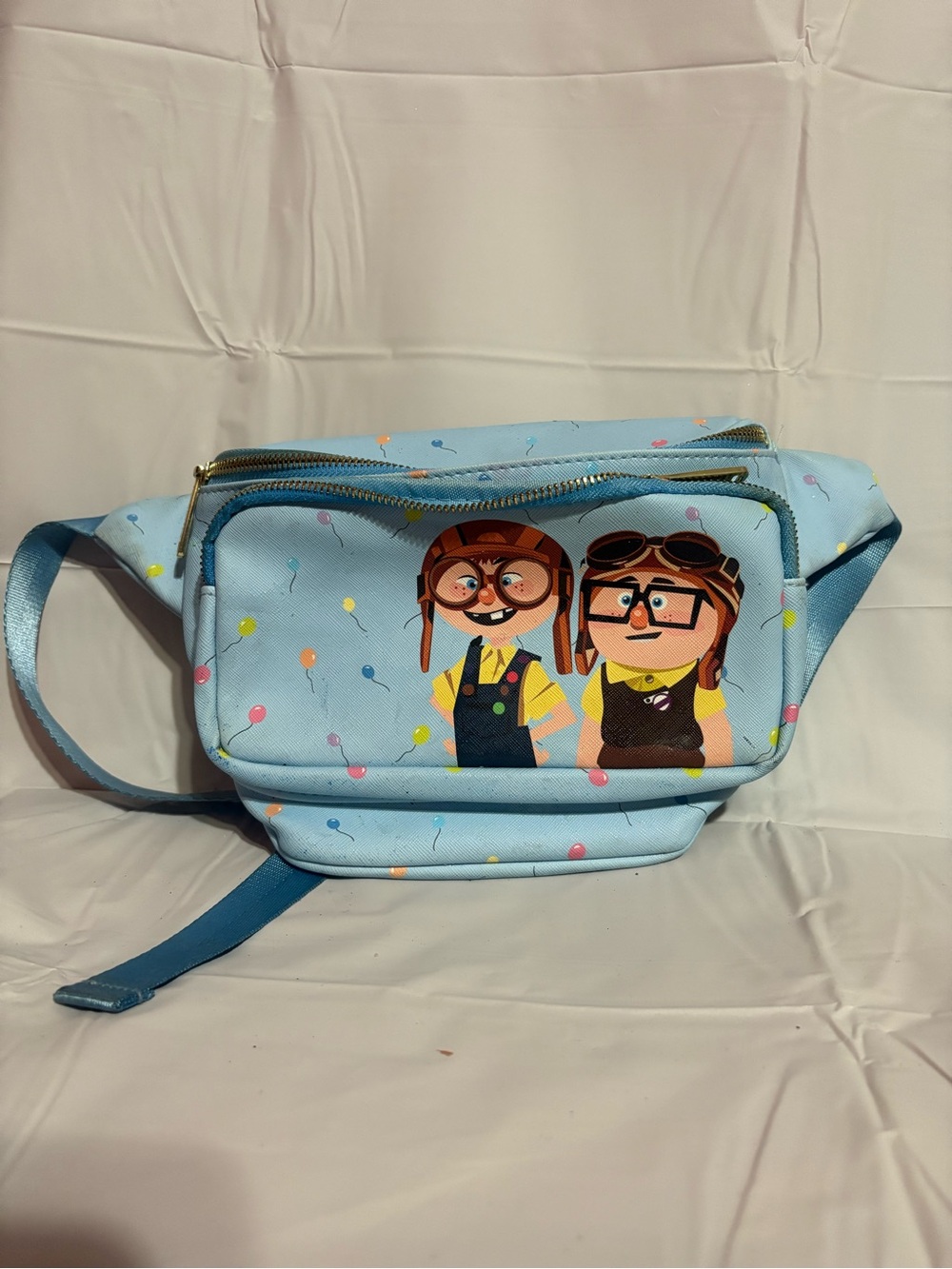 Loungefly Light Blue Minions Balloon Print Crossbody Bag